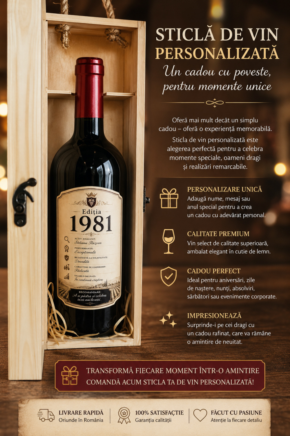 Sticlă de Vin Personalizată...